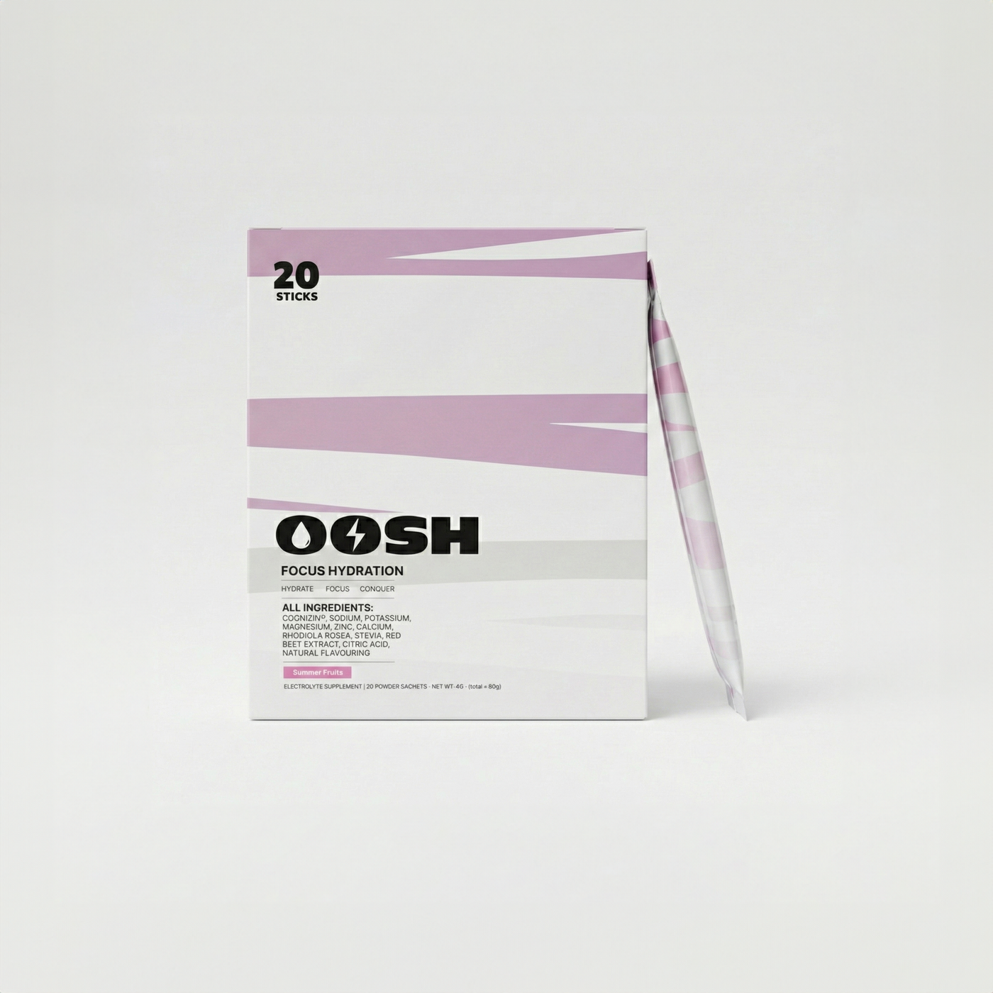 OOSH Focus Hydration Summer Fruits box and sachets